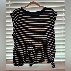 Ava & Vic Black and White Striped Women's Top